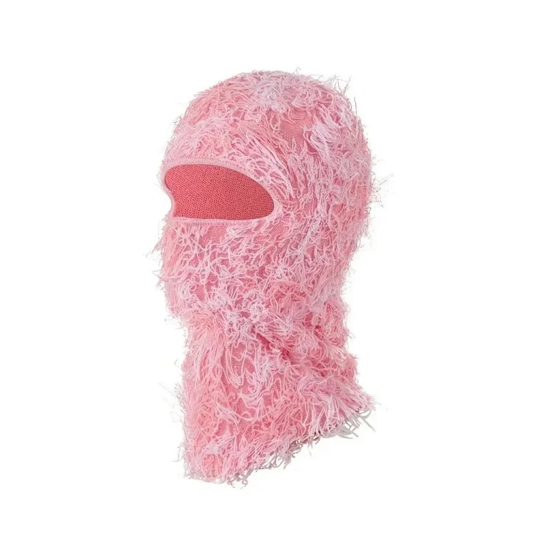 New Knitted Warm Mask Headgear Personalized Camouflage Jacquard Single Hole Baotou Plush Hat Ski Windproof Hat