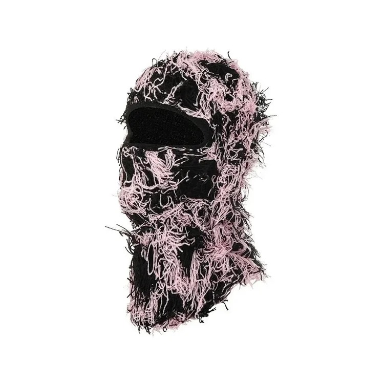 New Knitted Warm Mask Headgear Personalized Camouflage Jacquard Single Hole Baotou Plush Hat Ski Windproof Hat