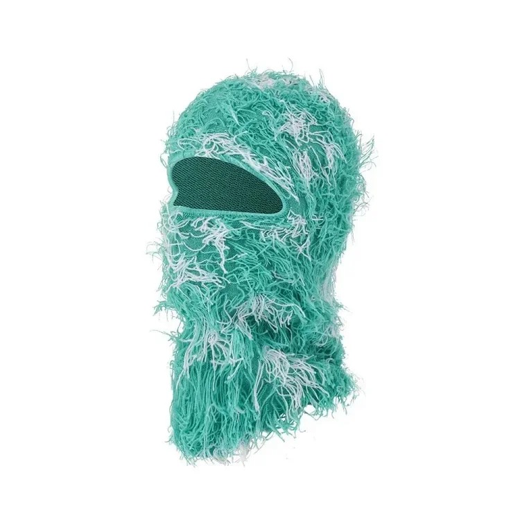 New Knitted Warm Mask Headgear Personalized Camouflage Jacquard Single Hole Baotou Plush Hat Ski Windproof Hat