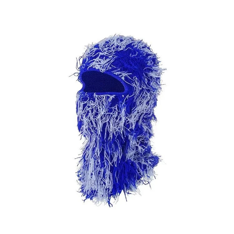 New Knitted Warm Mask Headgear Personalized Camouflage Jacquard Single Hole Baotou Plush Hat Ski Windproof Hat