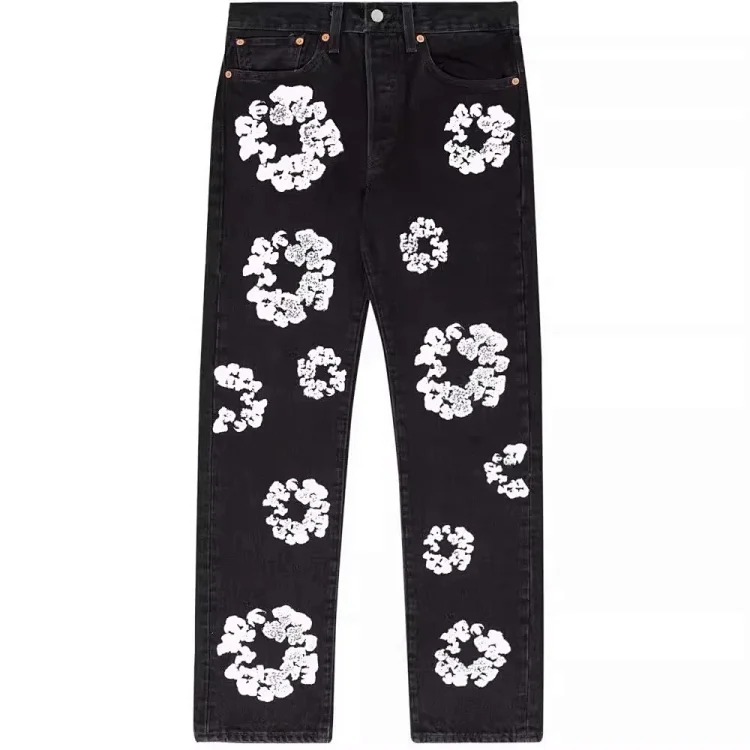 Cross-border e-commerce 2023 new trendy kapok pattern printed European and American fashion high street denim jackets for men and women