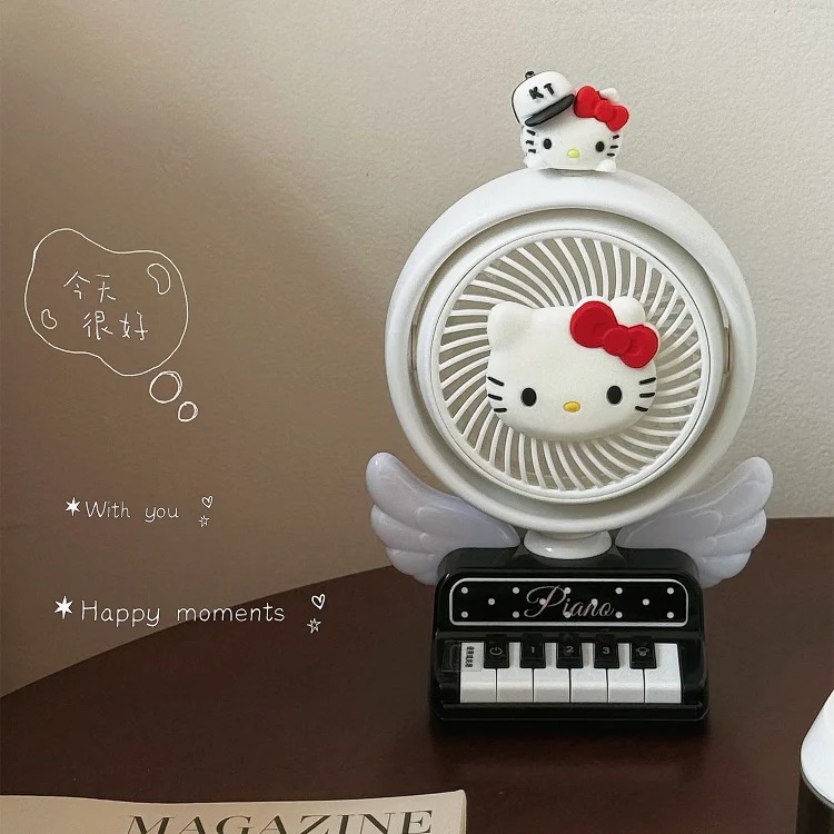 Creative kitty cartoon small fan student cute girly heart desktop desktop class dormitory usb charging fan