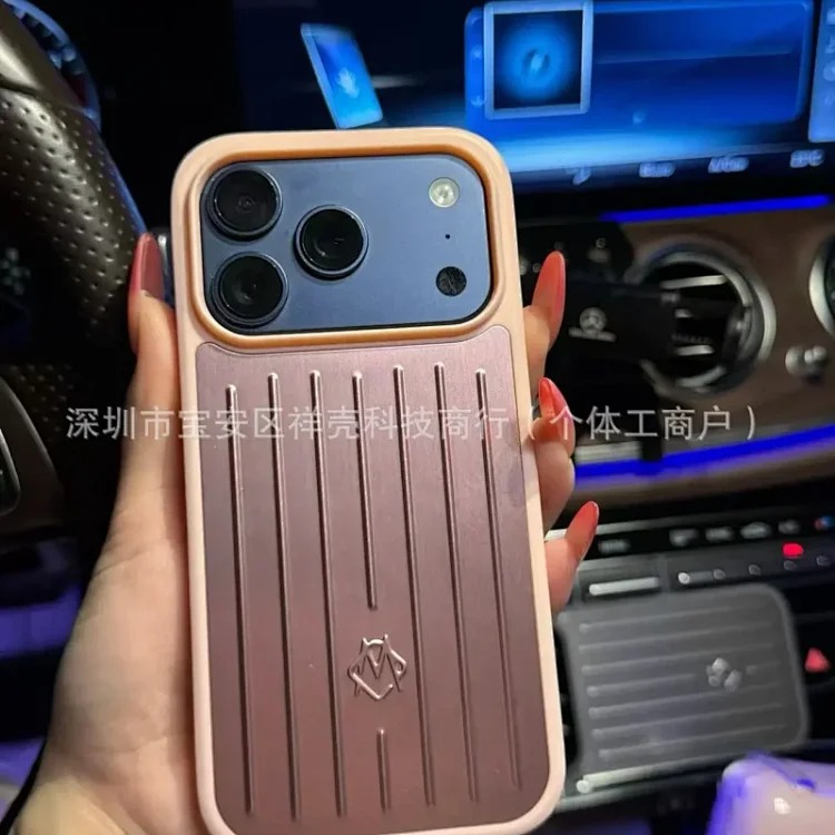 Aluminum alloy Apple 17 Pro Max suitcase-style full-coverage phone case for iPhone 15/14/13 (black