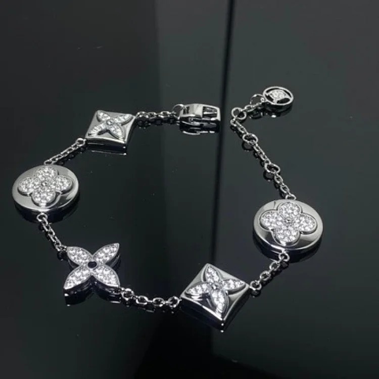 V gold high version full diamond four-leaf clover round bracelet for women with multi-flower diamond fashion simple and high-end jewelry