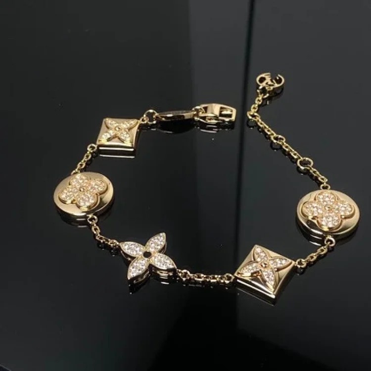 V gold high version full diamond four-leaf clover round bracelet for women with multi-flower diamond fashion simple and high-end jewelry