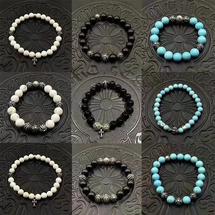 Chrome Hearts Vintage Unisex Obsidian Turquoise Bracelet