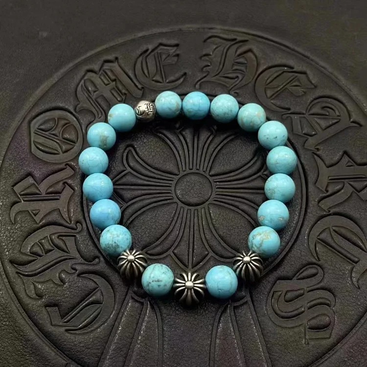 Chrome Hearts Vintage Unisex Obsidian Turquoise Bracelet