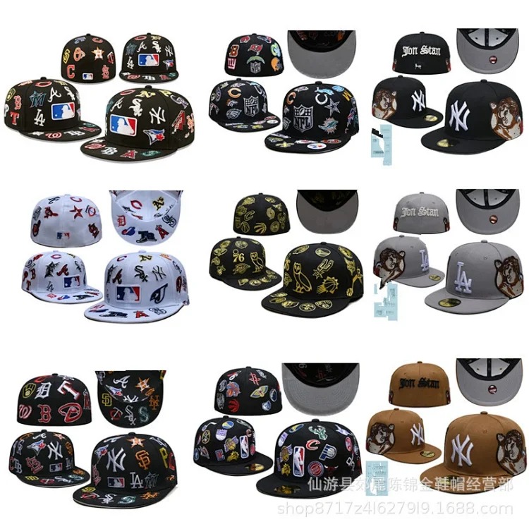 Baseball cap large head circumference non-adjustable flat brim hat