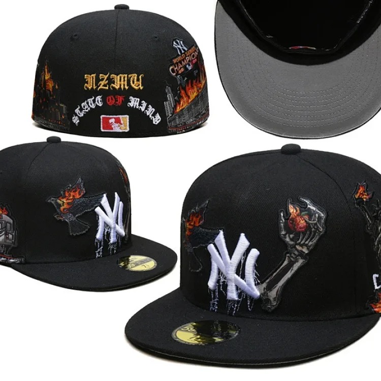 Baseball cap large head circumference non-adjustable flat brim hat