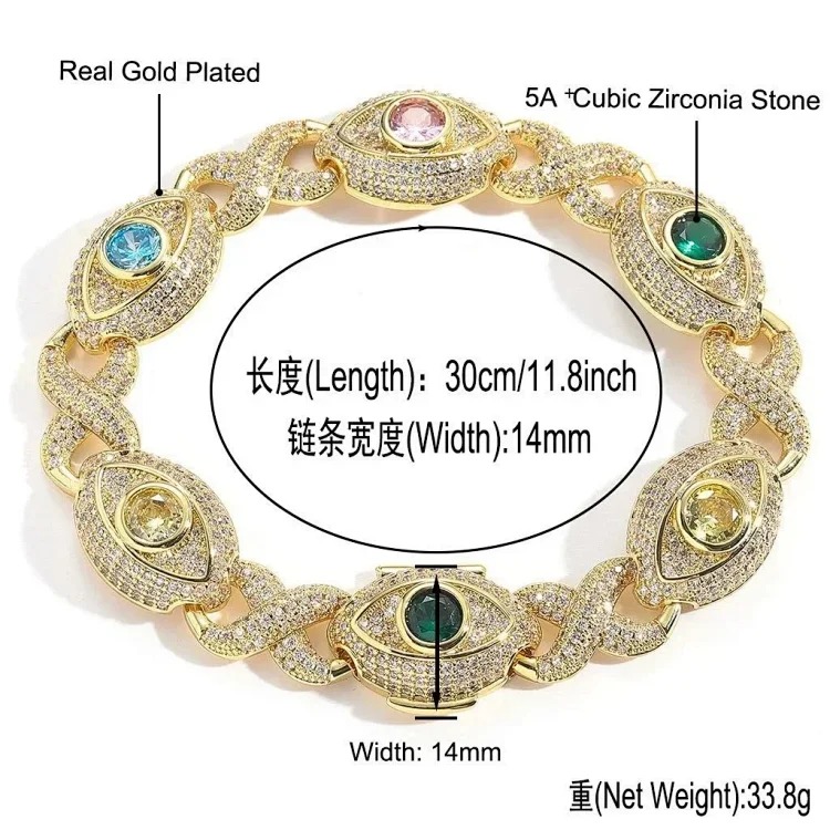 5ACubic Zirconia Stone Diamond Bracelet Hip-Hop Jewelry