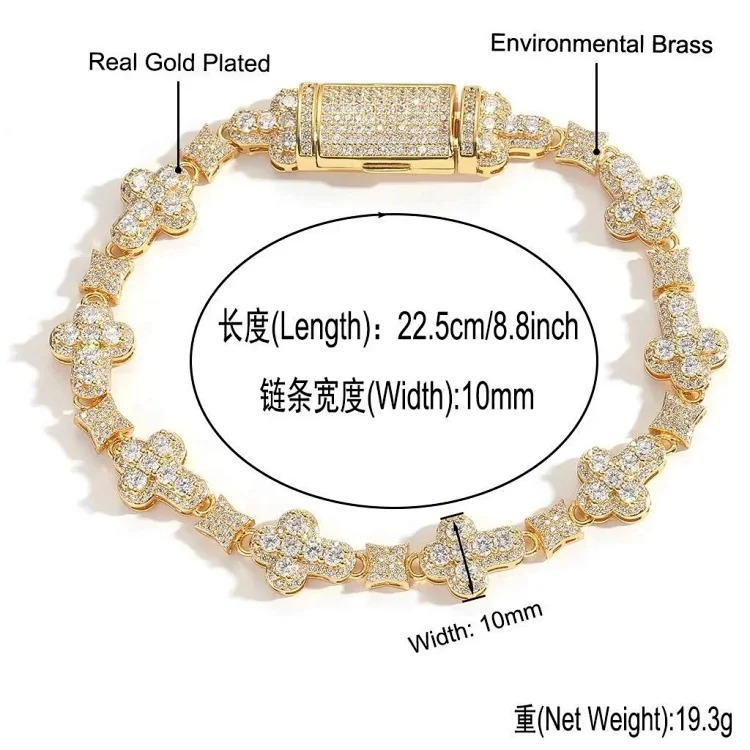 5ACubic Zirconia Stone Diamond Bracelet Hip-Hop Jewelry
