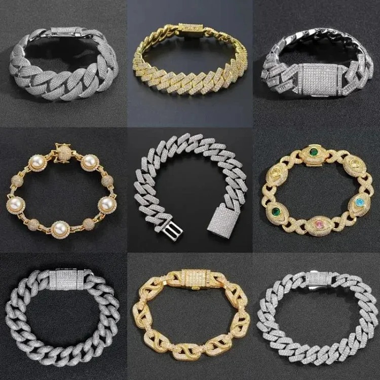 5ACubic Zirconia Stone Diamond Bracelet Hip-Hop Jewelry