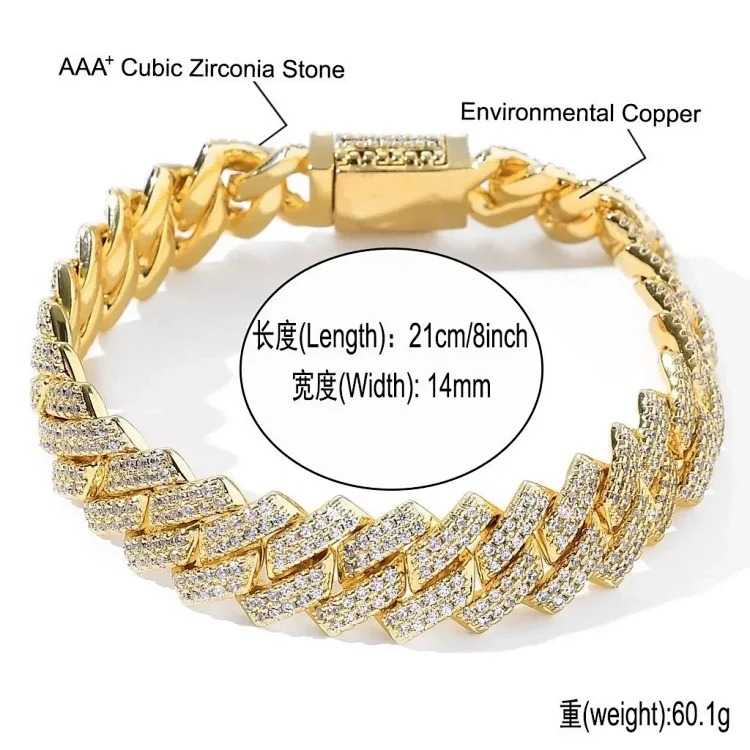5ACubic Zirconia Stone Diamond Bracelet Hip-Hop Jewelry
