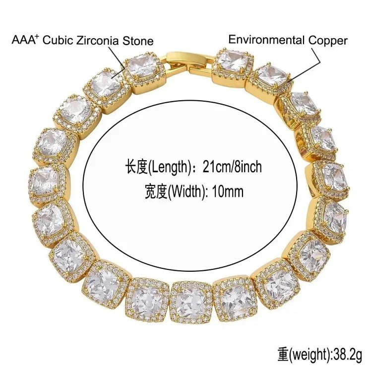 5ACubic Zirconia Stone Diamond Bracelet Hip-Hop Jewelry