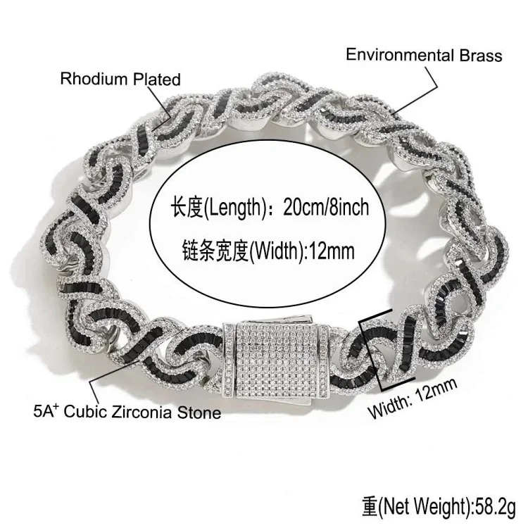 5ACubic Zirconia Stone Diamond Bracelet Hip-Hop Jewelry