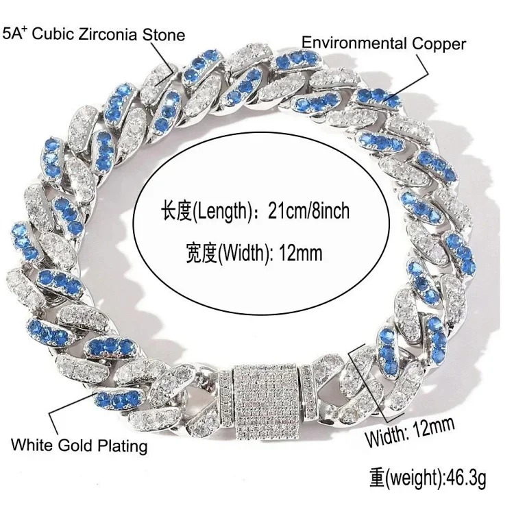 5ACubic Zirconia Stone Diamond Bracelet Hip-Hop Jewelry