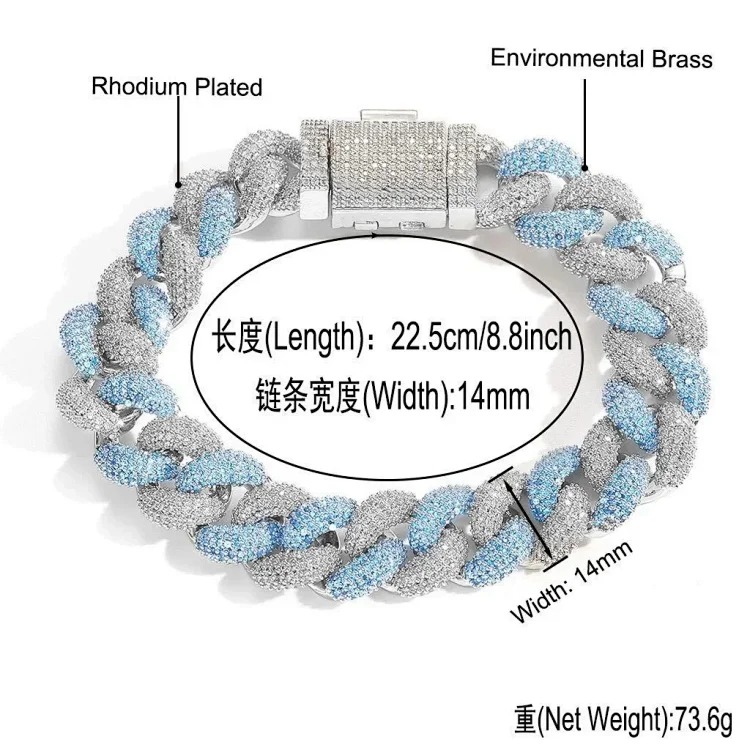 5ACubic Zirconia Stone Diamond Bracelet Hip-Hop Jewelry