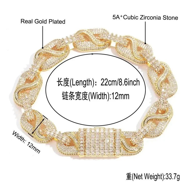 5ACubic Zirconia Stone Diamond Bracelet Hip-Hop Jewelry