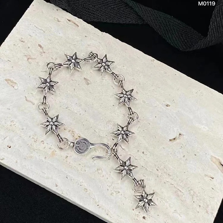 Crowe retro thick letter bracelet dice scout flower cross flower ball full flower gold bracelet same style for men and women