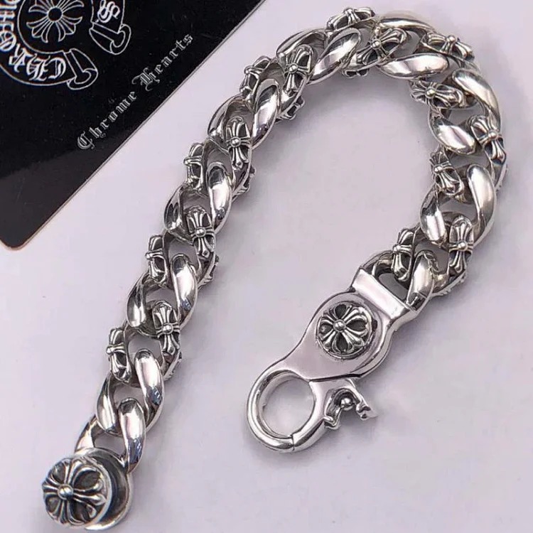 Crowe retro thick letter bracelet dice scout flower cross flower ball full flower gold bracelet same style for men and women