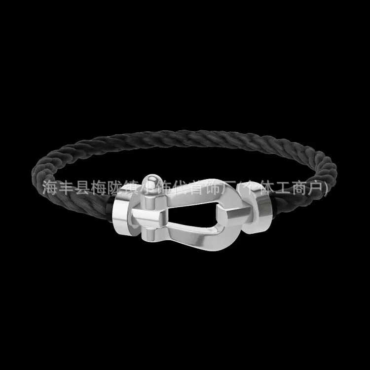 High V gold horseshoe buckle set with diamond bracelet thick plated 18K rose gold Fred men's and women's couple's bracelet bracelet