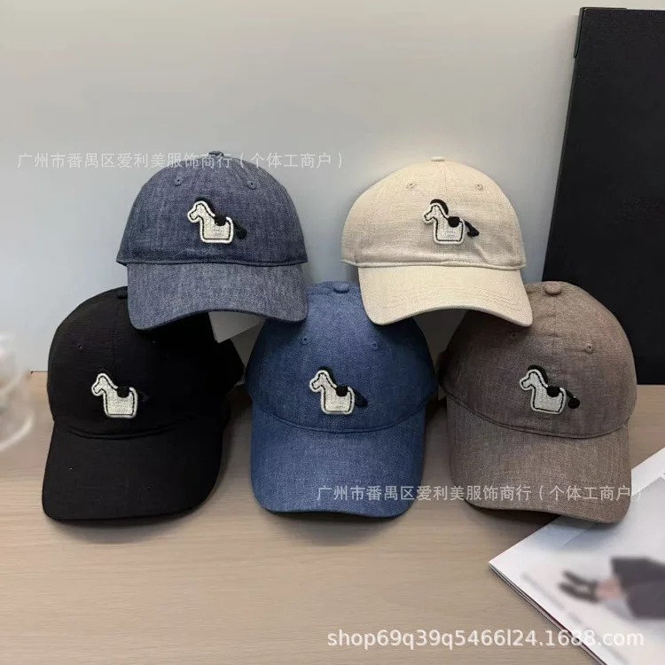 Spot Korean style cute pony embroidered baseball cap women's soft top face-showing small duck cap spring and summer sun protection hat