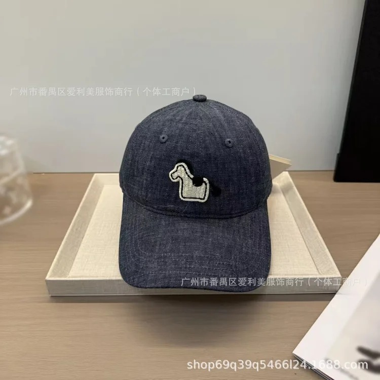 Spot Korean style cute pony embroidered baseball cap women's soft top face-showing small duck cap spring and summer sun protection hat