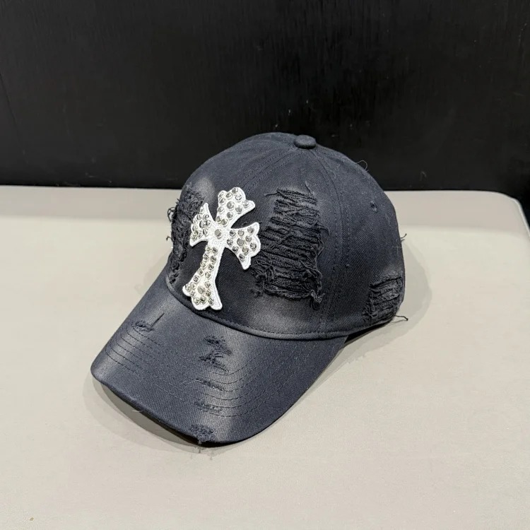 Spring and summer new hats women's personalized baseball caps with holes, large head circumference, cotton peaked caps, sun protection hats