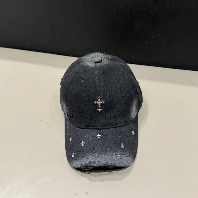 Spring and summer new hats women's personalized baseball caps with holes, large head circumference, cotton peaked caps, sun protection hats