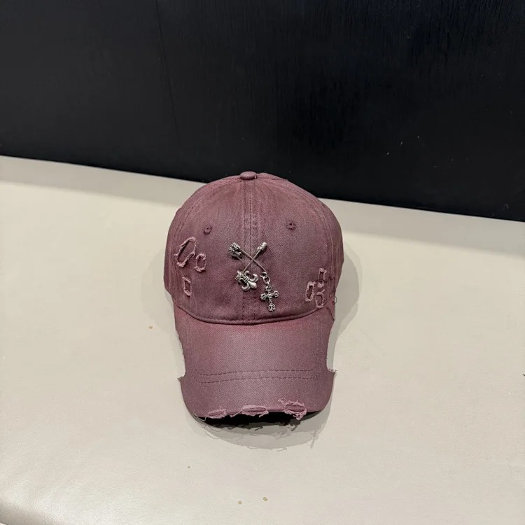 Spring and summer new hats women's personalized baseball caps with holes, large head circumference, cotton peaked caps, sun protection hats