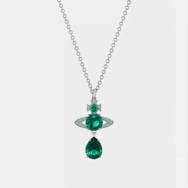 Cabinet-level quality Queen Mother Saturn full diamond brooch chain Saturn necklace paper clip clavicle chain for women