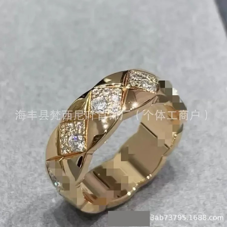 High V gold coco diamond ring diamond diamond ring sterling silver 18k rose gold source factory direct sales