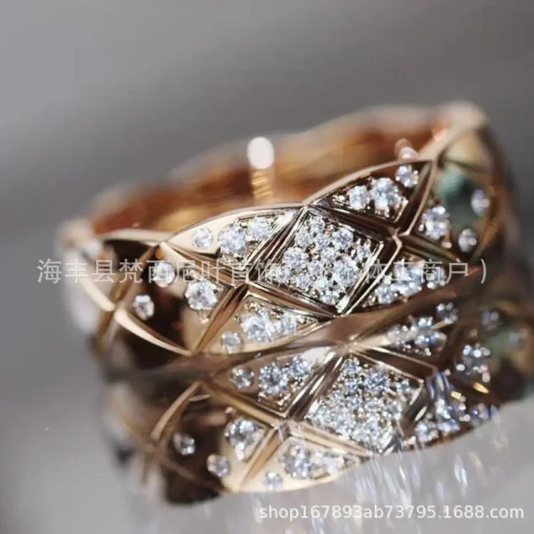 High V gold coco diamond ring diamond diamond ring sterling silver 18k rose gold source factory direct sales
