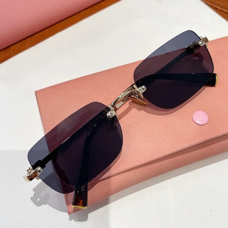 Miao series SMU B50S rimless glasses frame, fashionable and versatile plain mirrors, casual optical myopia glasses, can be equipped with myopia glasses