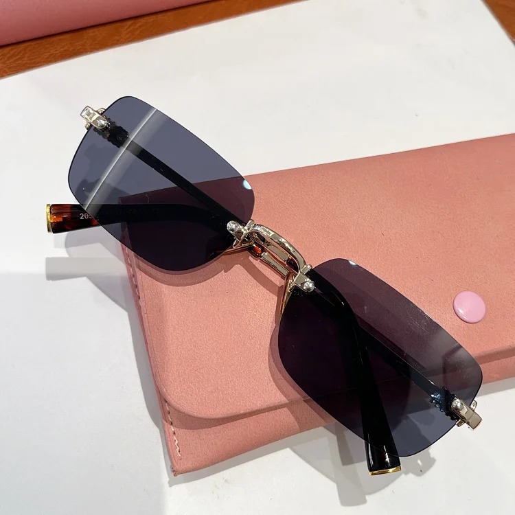 Miao series SMU B50S rimless glasses frame, fashionable and versatile plain mirrors, casual optical myopia glasses, can be equipped with myopia glasses