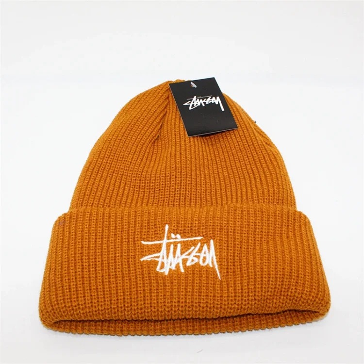 Solid color embroidered knitted hat for men and women, warm straw writing cold hat, student couple, street dance, hip-hop woolen hat-CY