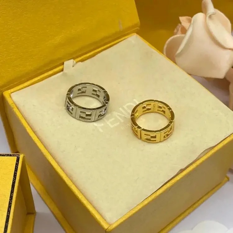 New Fenjia letter ring, wedding, non-fading, Internet celebrity ins, versatile F letter ring, open ring for women