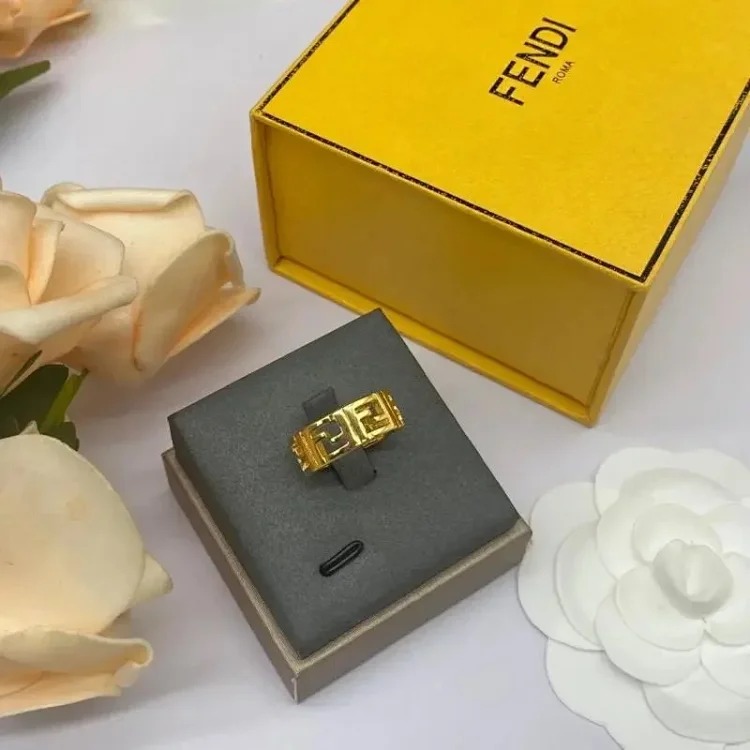 New Fenjia letter ring, wedding, non-fading, Internet celebrity ins, versatile F letter ring, open ring for women